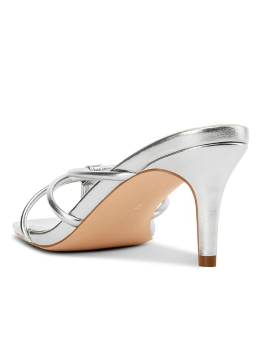 Women's Kitten Heel Strappy Square Open Toe Thong Slip-On Mule Dress Heels - Picture 4 of 6